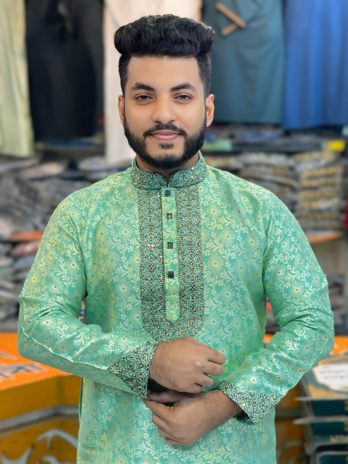 লাক্সারি কাতান পার্টি পাঞ্জাবি কোডঃ H252