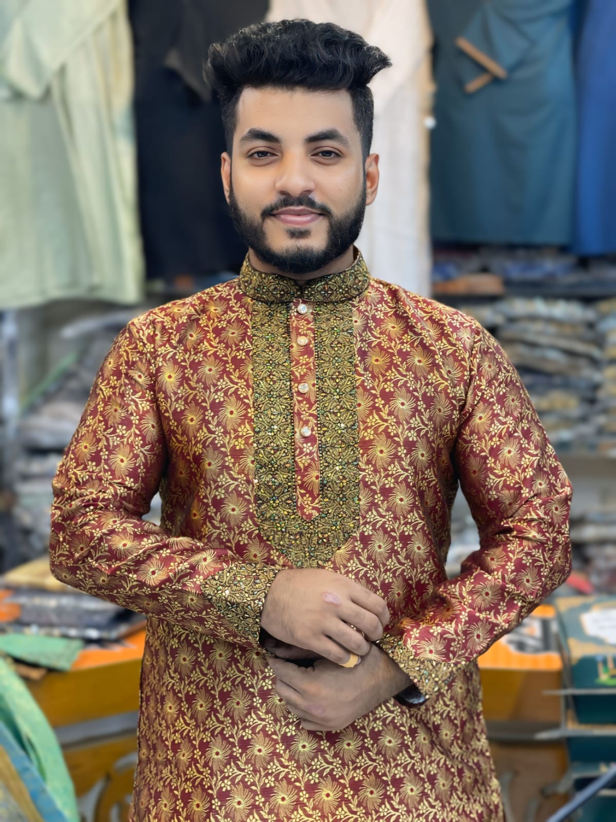 লাক্সারি কাতান পার্টি পাঞ্জাবি কোডঃ H253