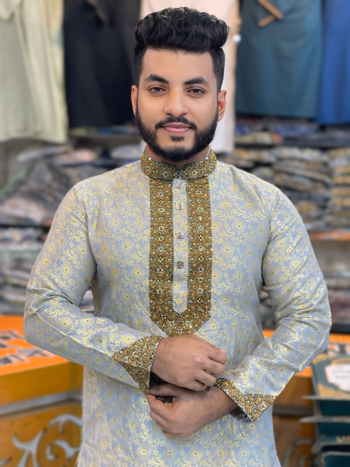 লাক্সারি কাতান পার্টি পাঞ্জাবি কোডঃ H256