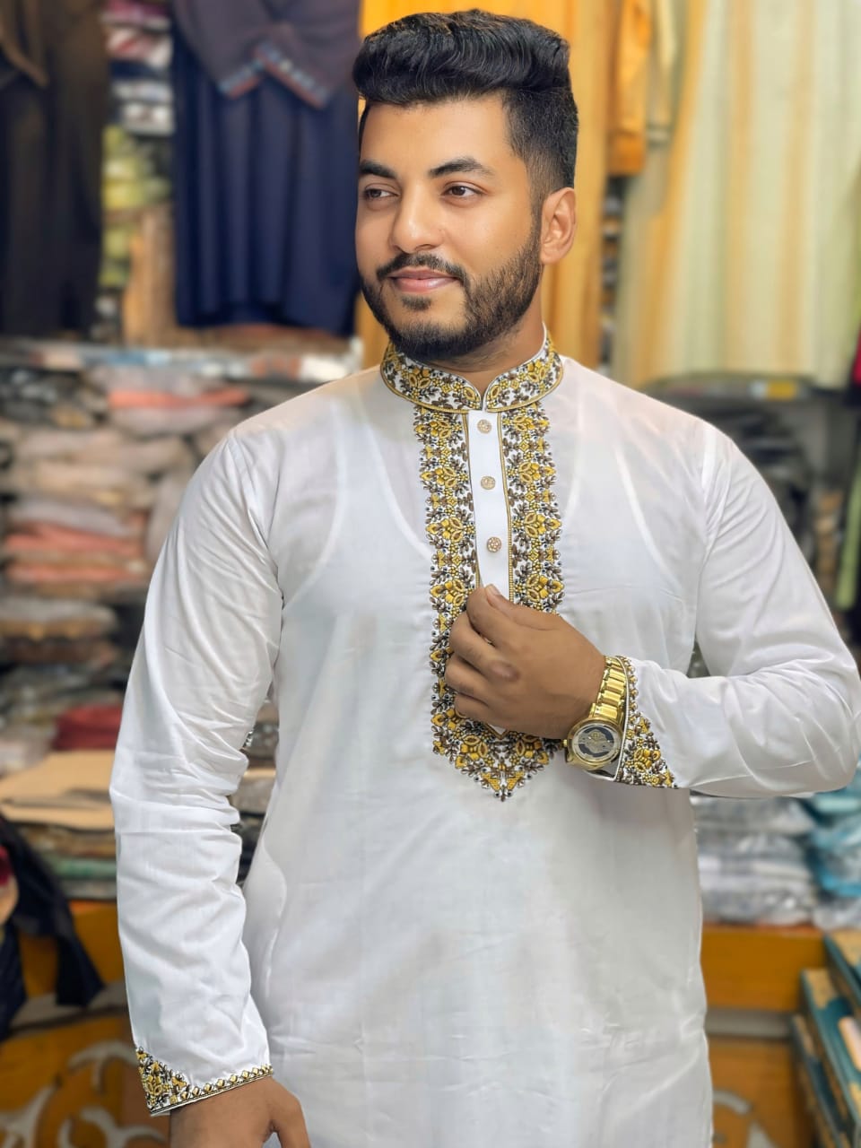 প্রিমিয়াম ধুতি কটন পাঞ্জাবি কোডঃ H424 - Image 2