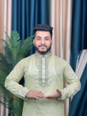 অরিজিনাল ধুতি কটন সিকুয়েন্স পাঞ্জাবি কোডঃ M438