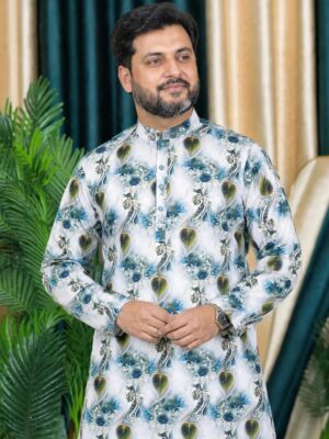 লাক্সারি ডিজিটাল প্রিন্ট কটন কাপড়ের পাঞ্জাবি কোডঃ H202