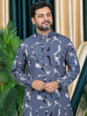 লাক্সারি ডিজিটাল প্রিন্ট কটন কাপড়ের পাঞ্জাবি কোডঃ H205