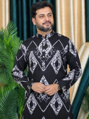 লাক্সারি ডিজিটাল প্রিন্ট কটন কাপড়ের পাঞ্জাবি কোডঃ H206